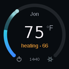 Real M5 Dial display showing a 75 degree target