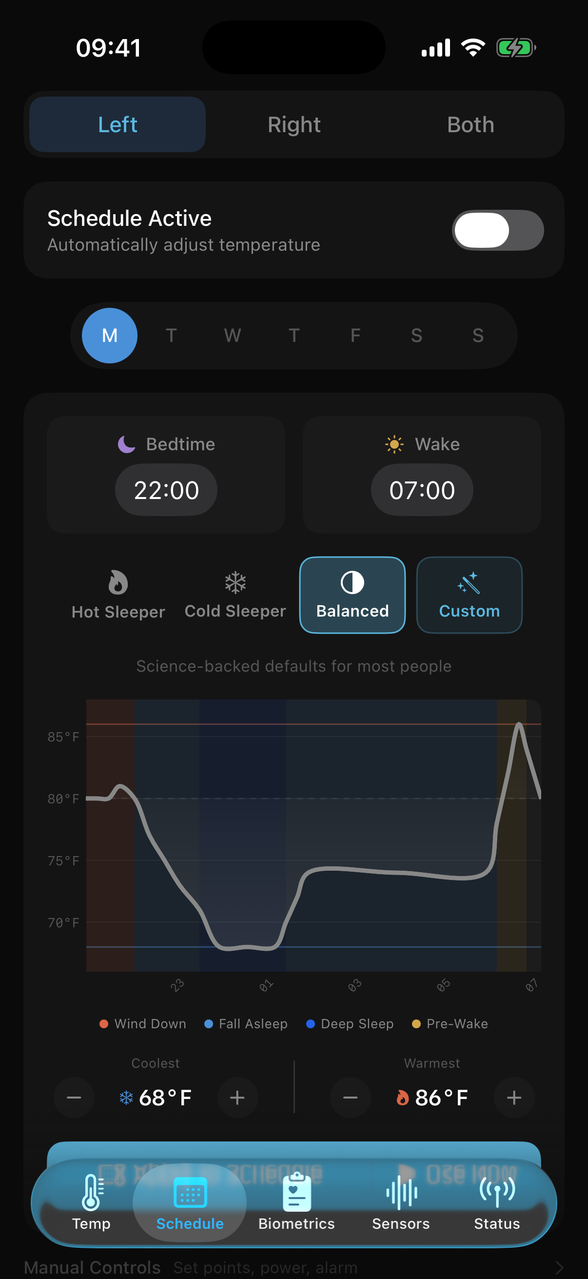 Native iOS sleep schedule